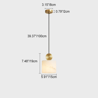 Moderne minimalistische Zylinder Kegel halbrunde Kupfer Stein 1-Licht Pendelleuchte für Schlafzimmer 