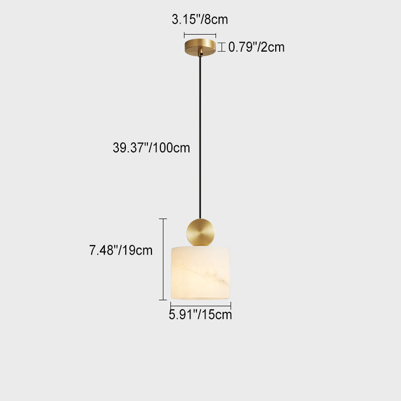 Moderne minimalistische Zylinder Kegel halbrunde Kupfer Stein 1-Licht Pendelleuchte für Schlafzimmer 