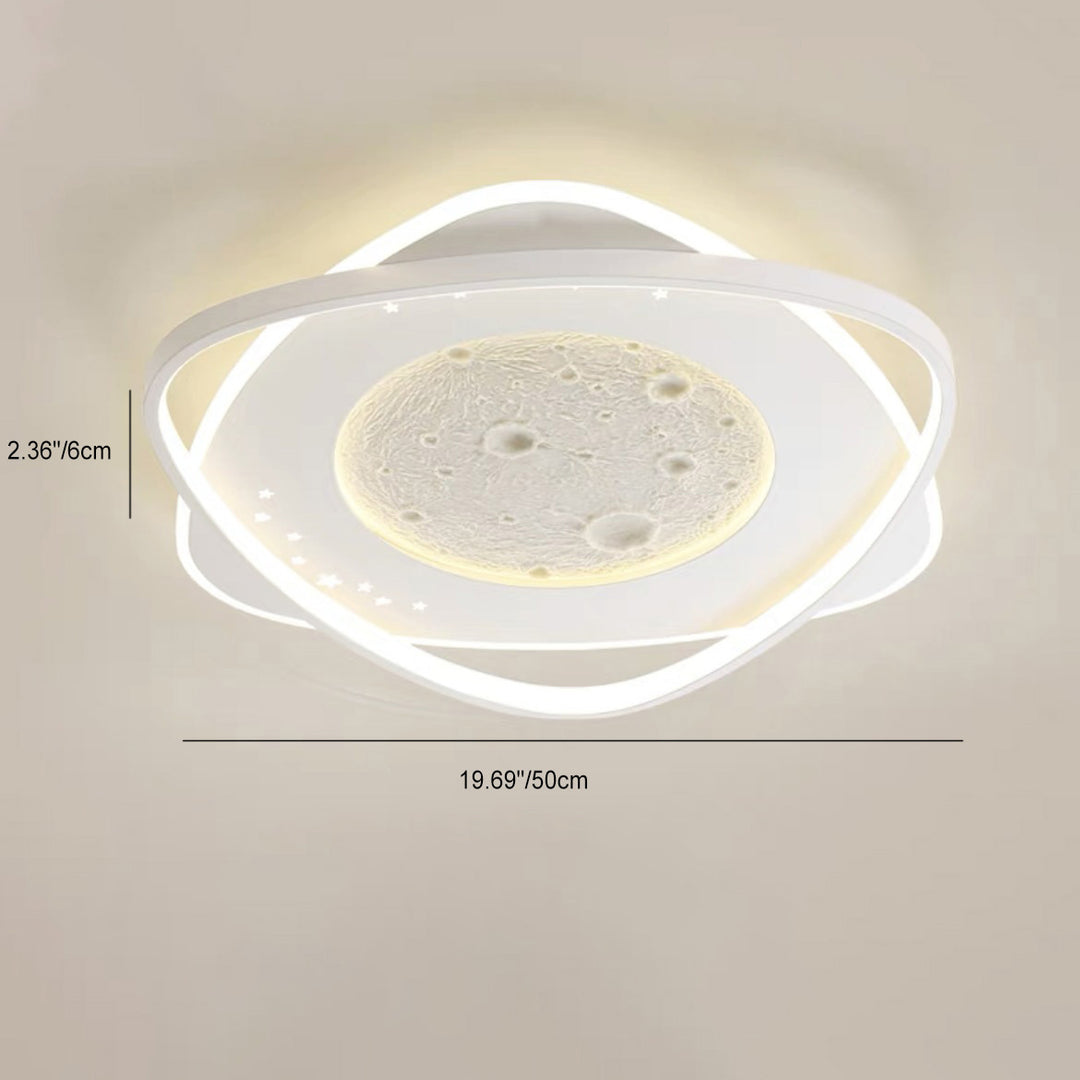 Contemporary Nordic Iron Acrylic Planet Moon Round Triangle LED Flush Mount Ceiling Light For Bedroom