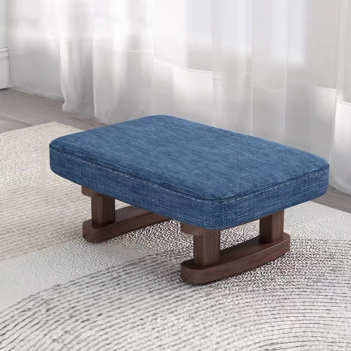 Modern Minimalist Rectangular Cotton Linen Pine Footstool For Living Room