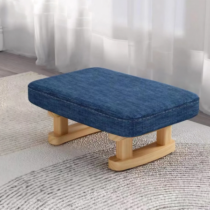 Modern Minimalist Rectangular Cotton Linen Pine Footstool For Living Room