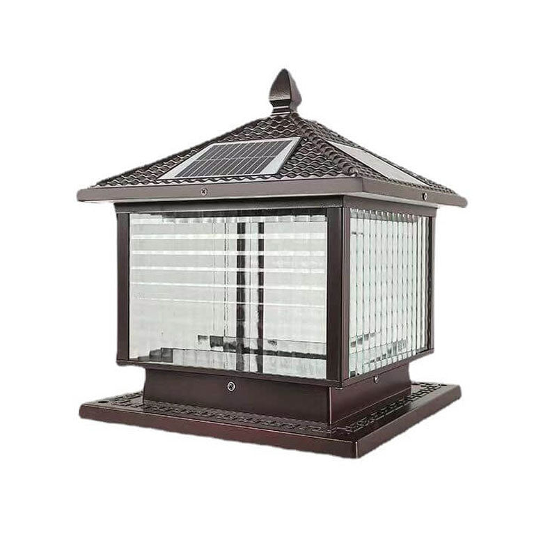 Moderne rétro carré en aluminium moulé sous pression verre solaire extérieur jardin paysage colonne tête lumière 