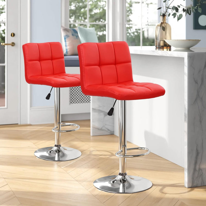 Tabouret de bar pivotant réglable en cuir carré simplicité contemporaine avec dossier et repose-pieds pour salle à manger 