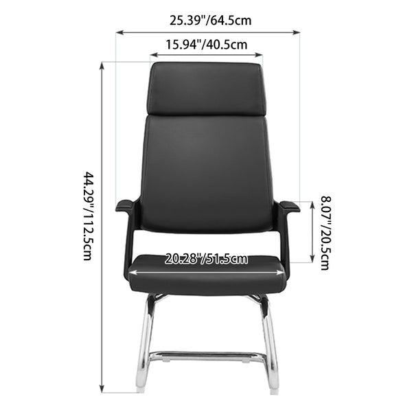 Modern Executive High-Back Black PU Leather Top Grain Leather Desk Chair - Cantilever Office Chair With 180° Swivel & Auto-Return Function For Home Office