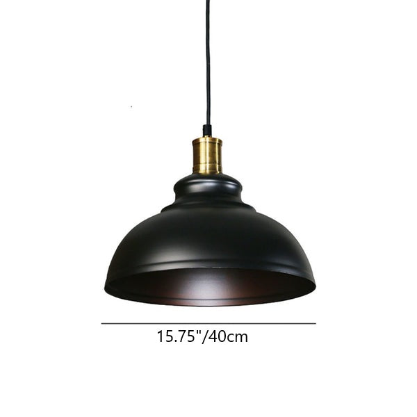 Lustre Suspendu à 1 Lumière avec Abat-jour Rond en Fer de Style Industriel 