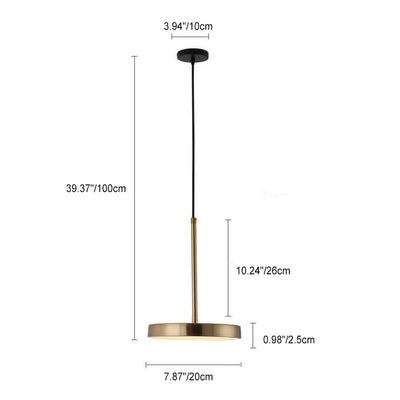 Moderne, minimalistische 1-flammige LED-Pendelleuchte aus Trommelmetall 