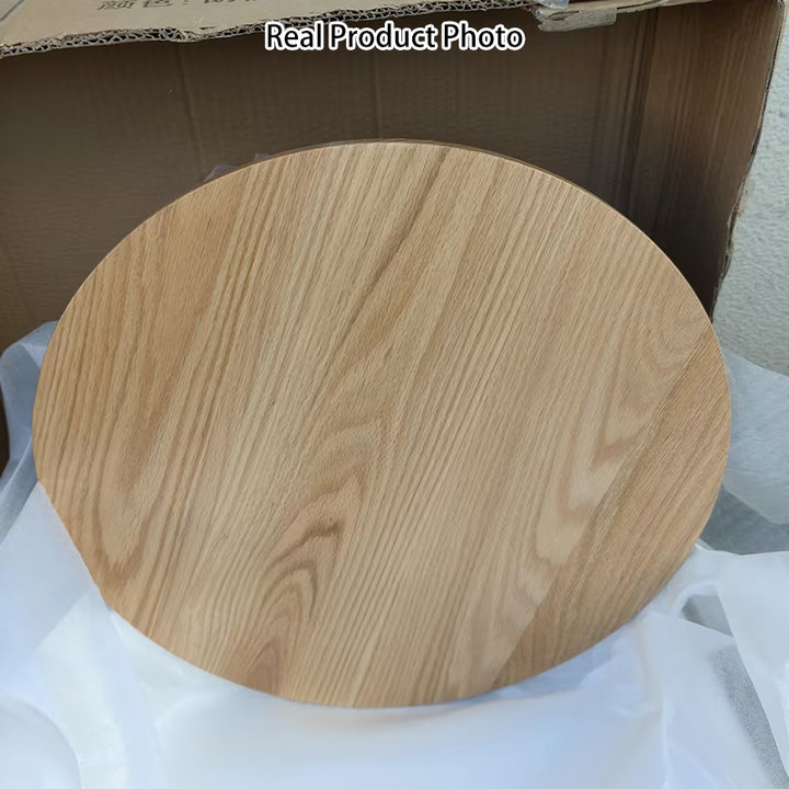 Modern Minimalist Round V-Shaped Oak Side Table 1-Tier For Living Room
