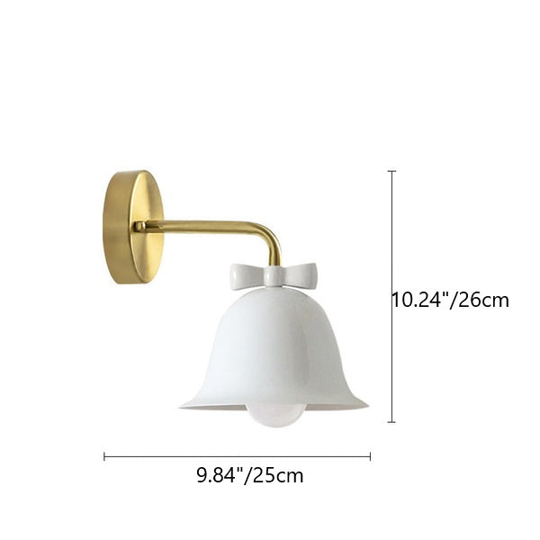 Lampe murale minimaliste française à 1 lumière en forme de cloche et de papillon 