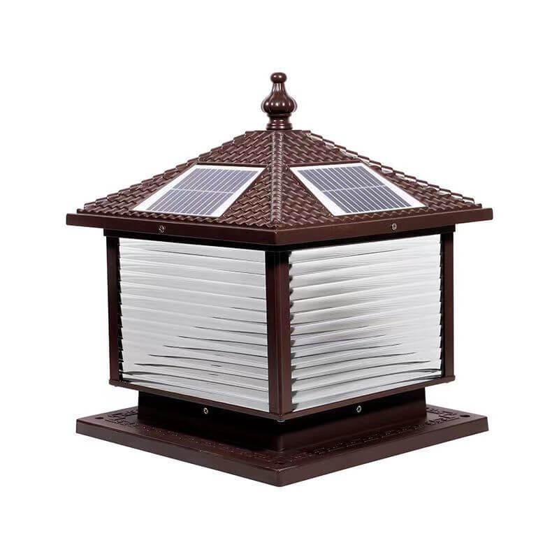 Moderne rétro carré en aluminium moulé sous pression verre solaire extérieur jardin paysage colonne tête lumière 