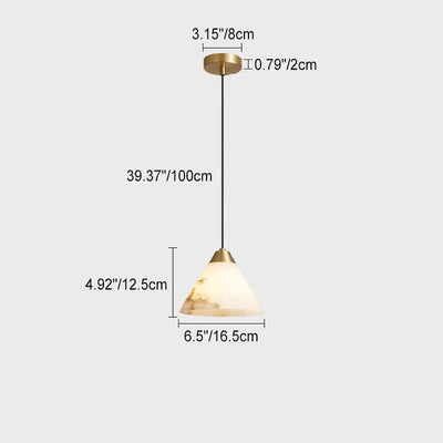 Moderne minimalistische Zylinder Kegel halbrunde Kupfer Stein 1-Licht Pendelleuchte für Schlafzimmer 