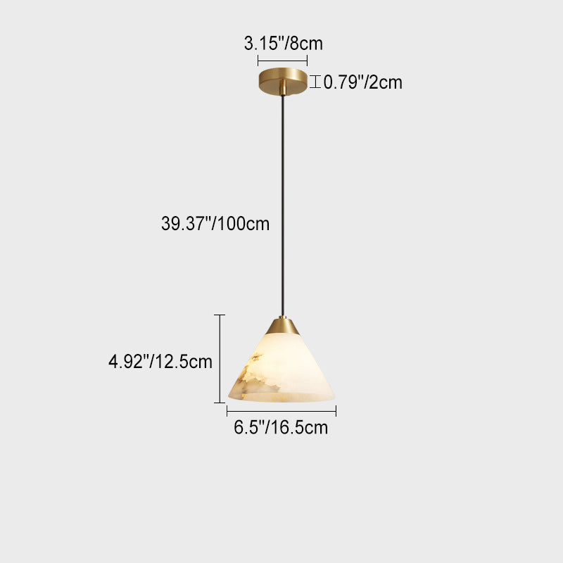 Moderne minimalistische Zylinder Kegel halbrunde Kupfer Stein 1-Licht Pendelleuchte für Schlafzimmer 