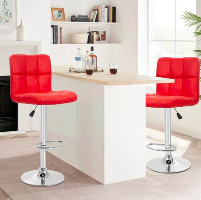 Tabouret de bar pivotant réglable en cuir carré simplicité contemporaine avec dossier et repose-pieds pour salle à manger 