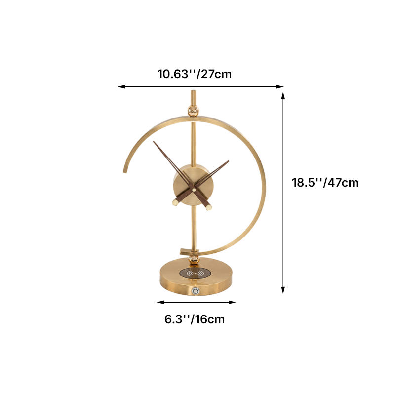 Traditional Vintage Round Clock Aluminum Plastic LED Table Lamp For Living Room