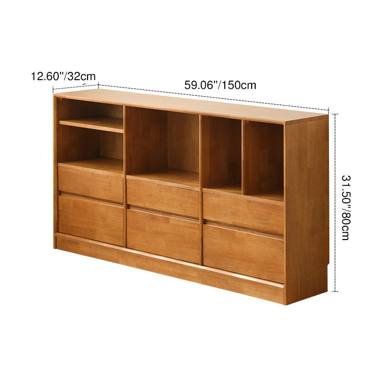 Moderno Minimalista Gabinete de Almacenamiento Rectangular de Madera Maciza y Contrachapado Con 4/6 Cajones Para Sala de Estar 