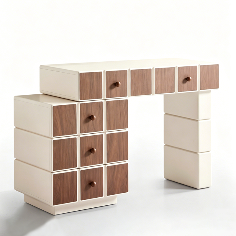 Nordic Makeup Vanity Desk With 5 Drawers Storage - Extendable MDF Dressing Table For Bedroom