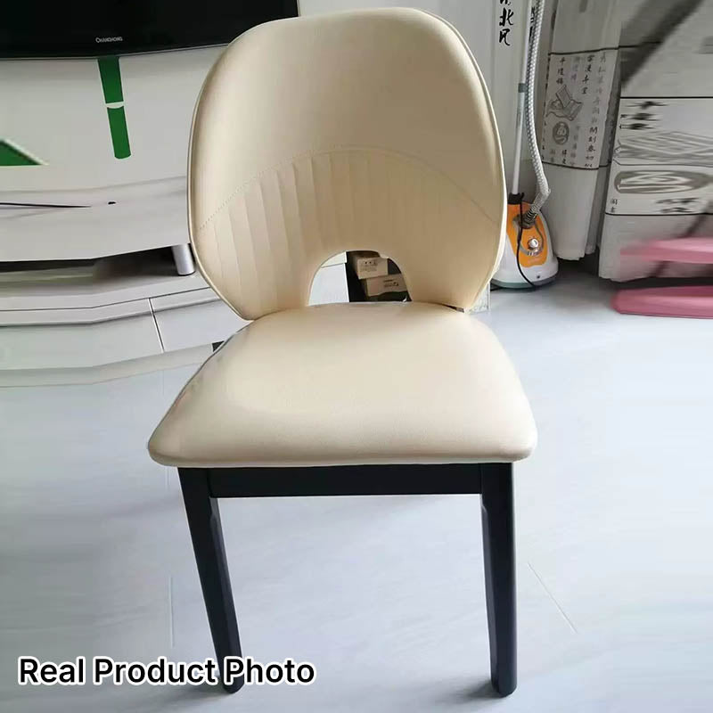 Modern Minimalist Curved Cat-Scratch-Resistant Leather Sponge Rubberwood Dining Chair Backrest For Dining Room