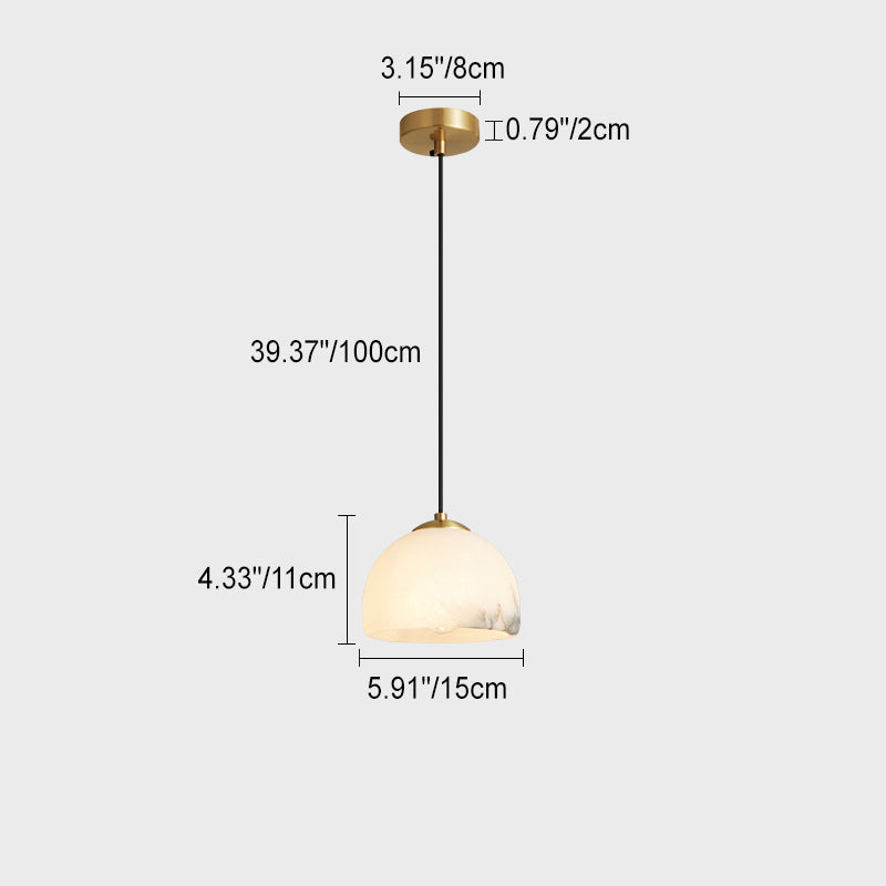 Moderne minimalistische Zylinder Kegel halbrunde Kupfer Stein 1-Licht Pendelleuchte für Schlafzimmer 