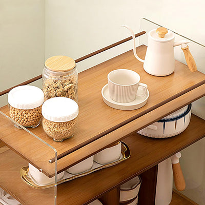 Table d'appoint rectangulaire en bois et acrylique de simplicité moderne avec étagères de rangement à 3 niveaux pour le salon 