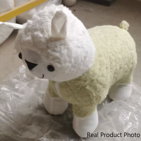 Moderner kreativer Fußhocker mit Rückenlehne im Alpaka-Design aus Teddyfleece für das Wohnzimmer 