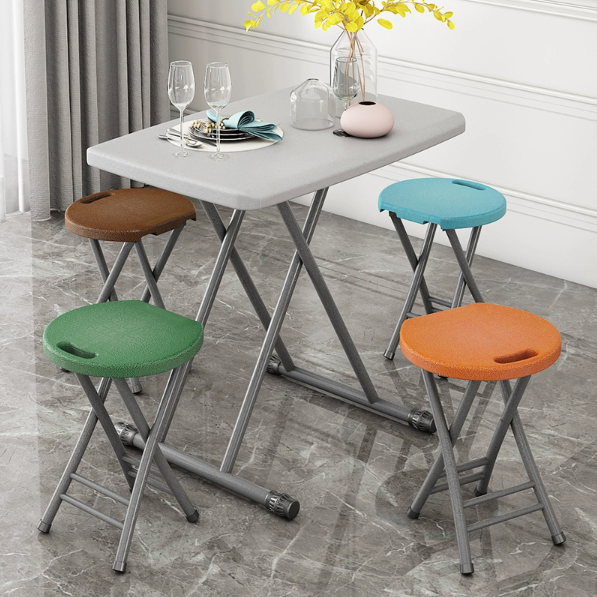 Silla Plegable Redonda de Hierro PP Minimalista Moderna en Forma de X para Sala de Estar 