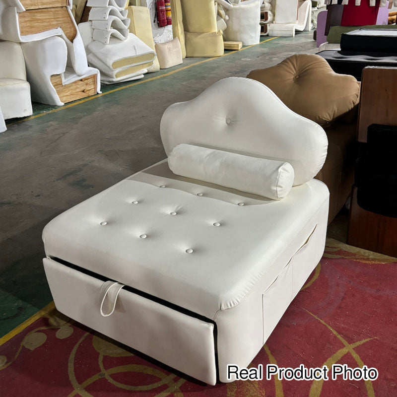 Modern Minimalist Faux Leather Latex Sponge Pine Pile Velvet Carbon Steel Retractable And Foldable Square Accent Chair Backrest For Living Room