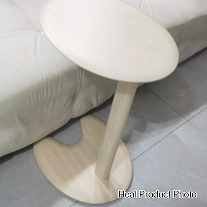 Modern Simplicity Solid Maple Wood Elliptical Cat Ear Base Side Table 2-Tier For Living Room