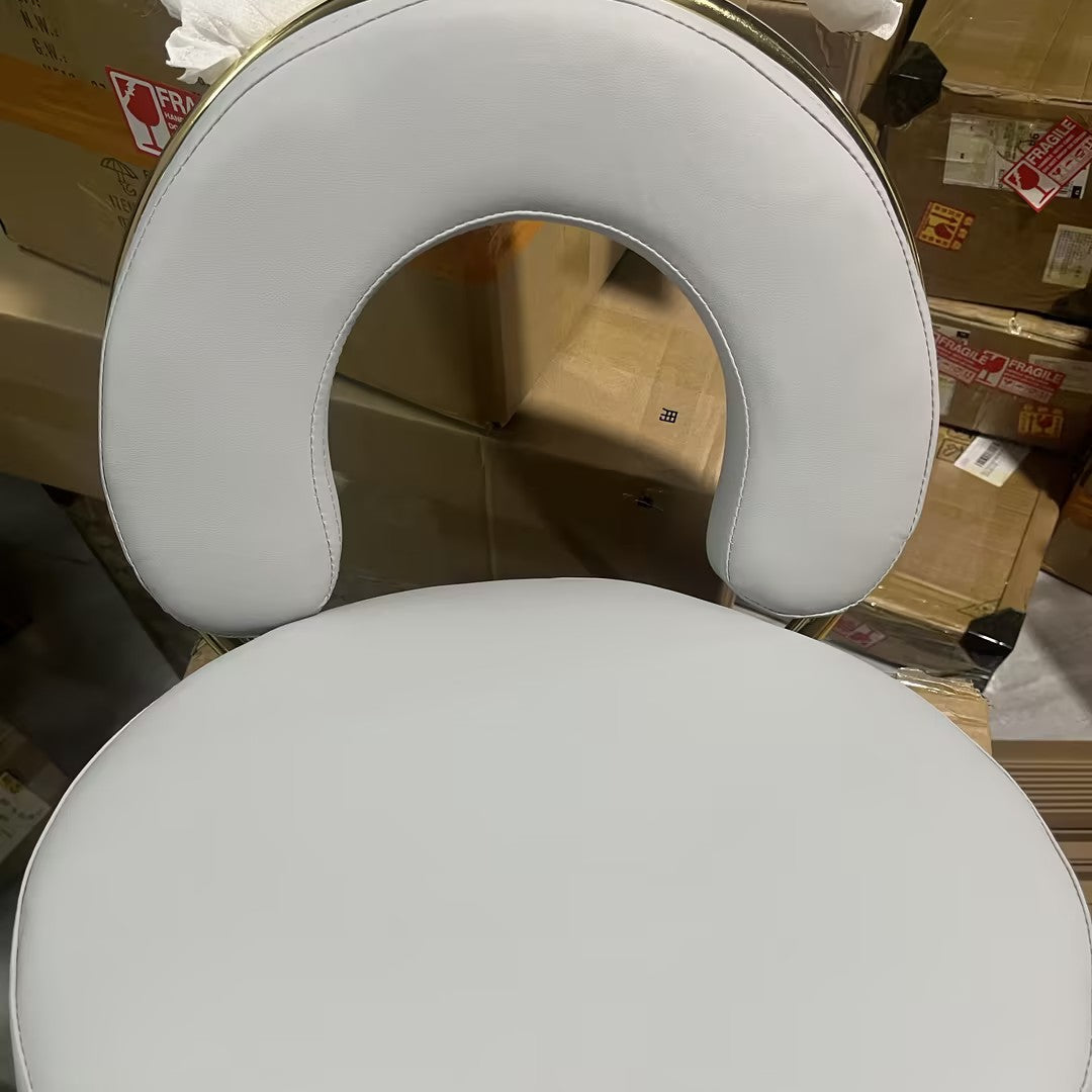 Coussin Rond Scandinave Contemporain Creux Métal Synthétique Placage Électro Vanity Tabouret Dossier Sans Bras Pour Chambre 