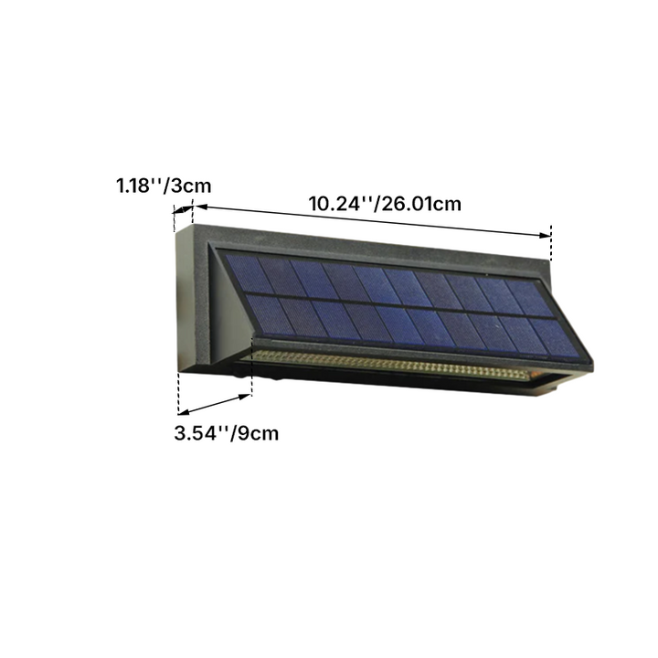 Aplique de pared LED rectangular inclinado para patio exterior, moderno y minimalista, solar, impermeable, de aluminio y vidrio 