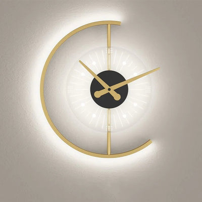 Conception contemporaine d'horloge en fer nordique en acrylique, applique murale LED pour salon 