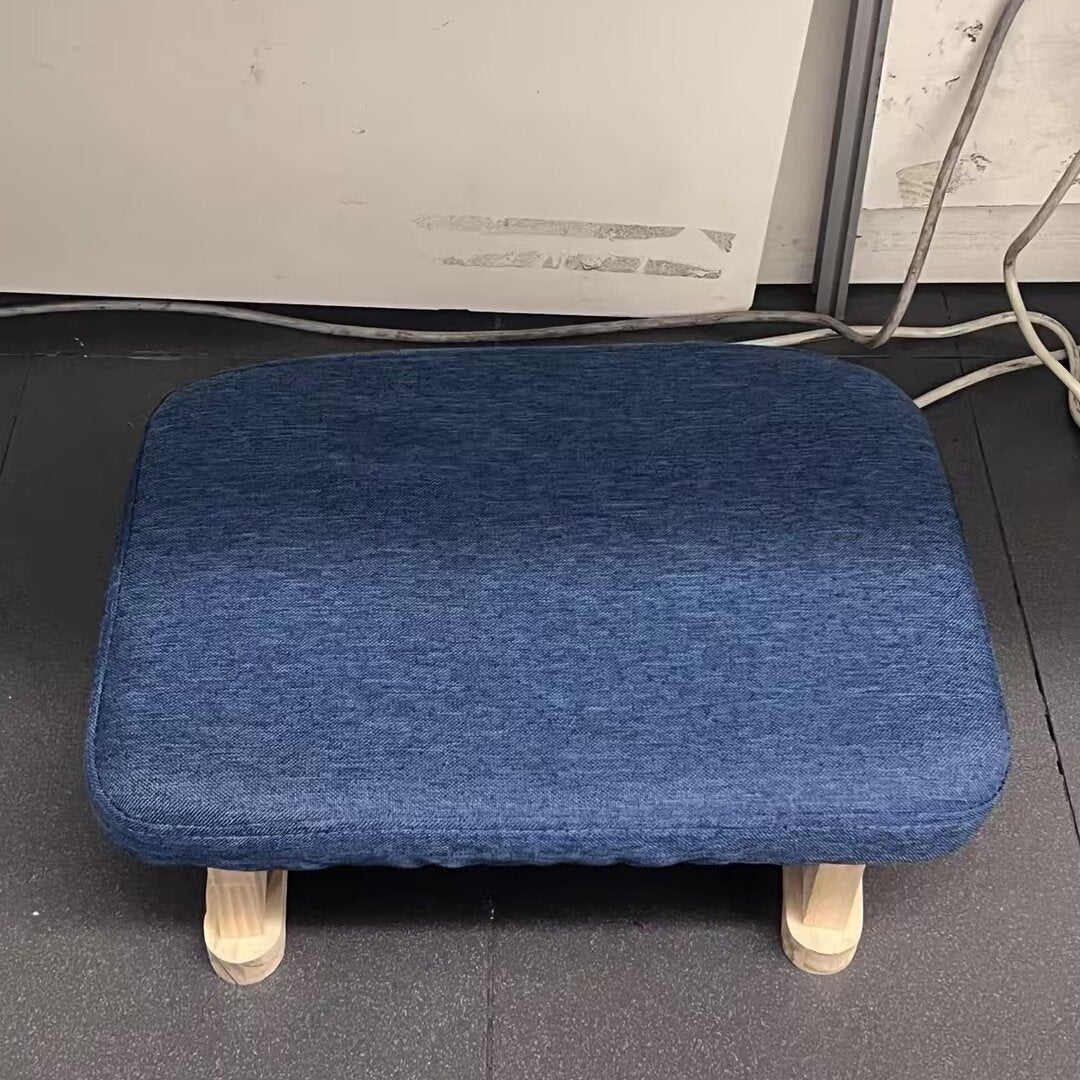 Modern Minimalist Rectangular Cotton Linen Pine Footstool For Living Room