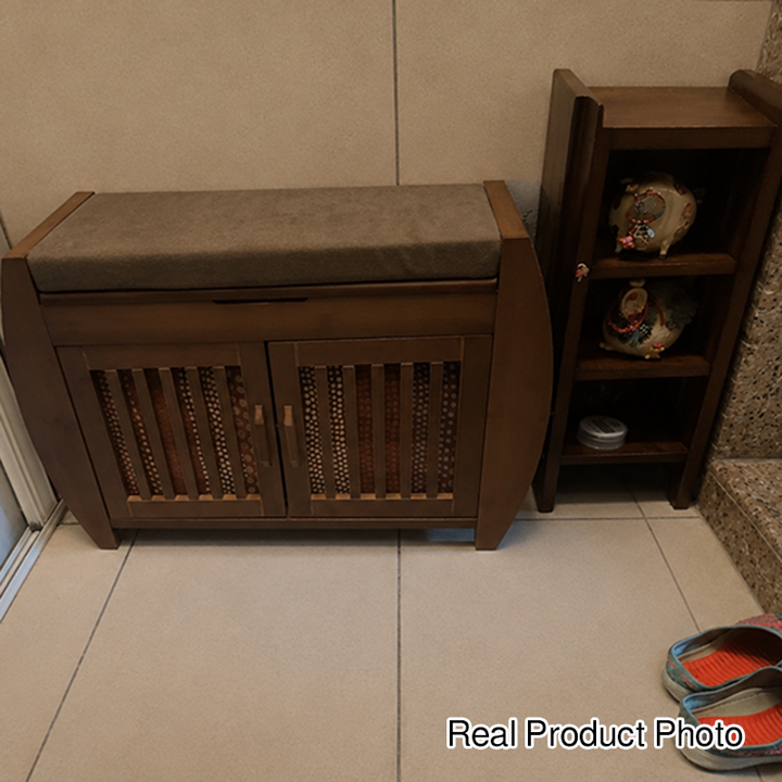 Tabouret rectangulaire moderne minimaliste en bambou et tissu avec éponge pour salon 