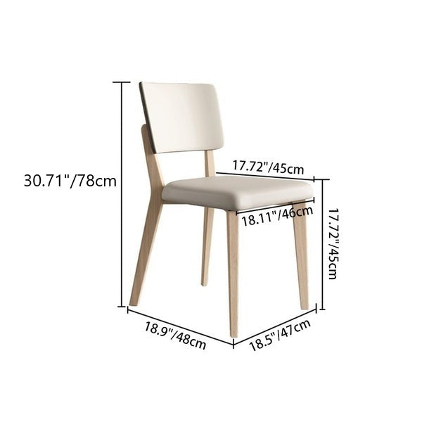 Contemporary Nordic Square PU Leather Ash Wood Frame Dining Chair Backrest For Dining Room