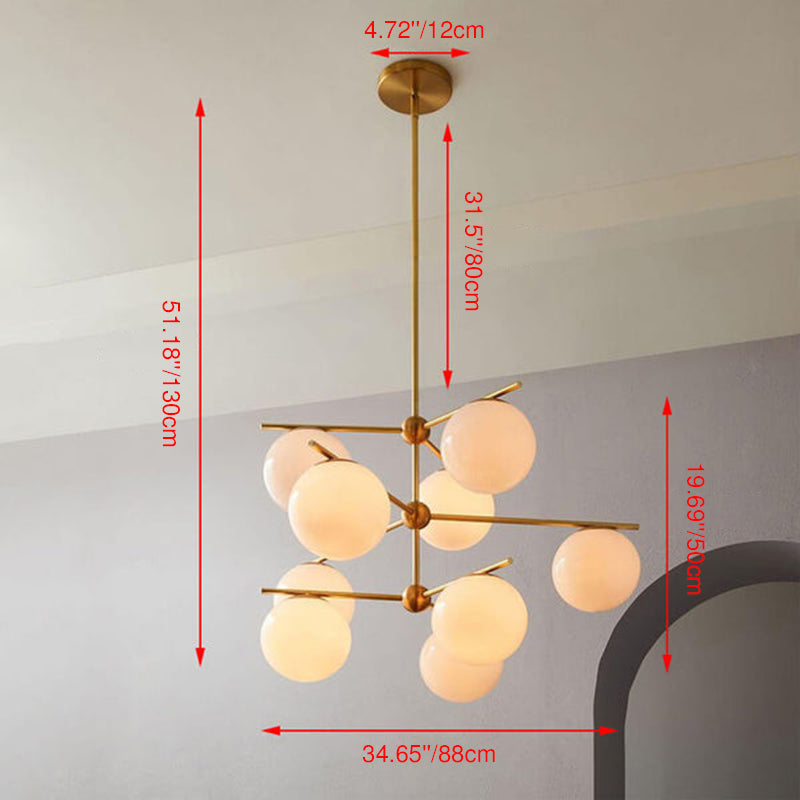 Moderner minimalistischer Kronleuchter mit Ast-Design und runden Magic-Bean-Glaskugeln, 3/6/9-flammig, für das Wohnzimmer 