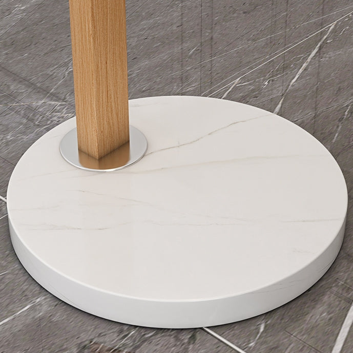 Moderner minimalistischer, plissierter, gebogener Stoff-, Eisen- und Marmor-1-Licht-Stehlampe für das Wohnzimmer 