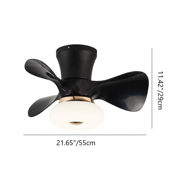 Moderne nordische Macaron LED-Deckenventilatorleuchte aus ABS und Metall zur halbbündigen Montage für das Wohnzimmer 