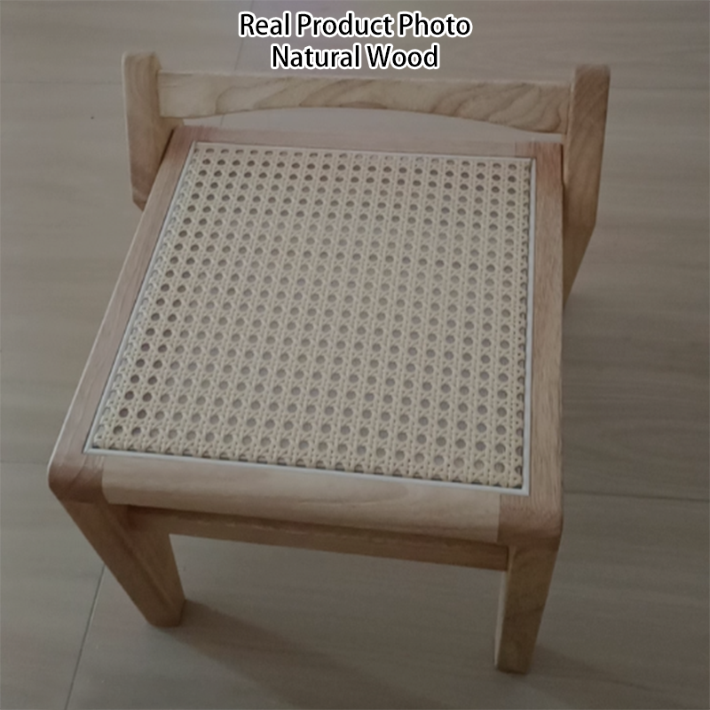 Taburete bajo trapezoidal ligero y portátil, sin respaldo ni reposabrazos, de madera de toon chino rústico tradicional y tejido de ratán, para entrada y pasillo 