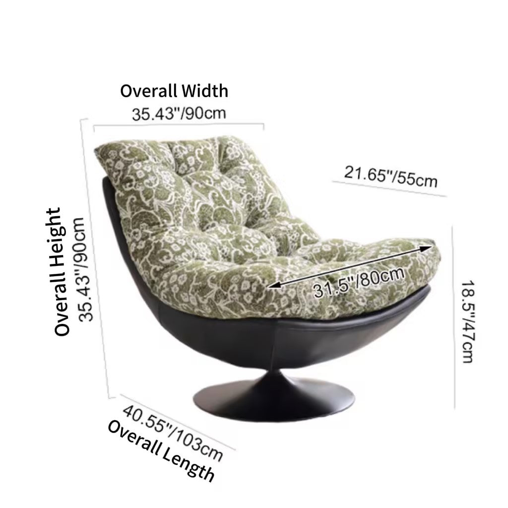 Sillón auxiliar giratorio 360° Lazy Lounge - Sillón auxiliar nórdico de chenilla y ecopiel con relleno de algodón mullido y asiento profundo y cómodo para la sala de estar 
