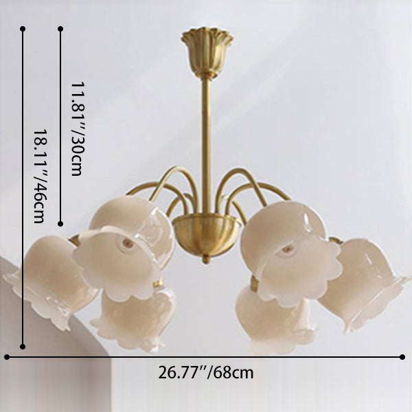 Lustre en laiton résine à cloche ramifiée traditionnelle française 3/5/6/8 lumières pour salon 