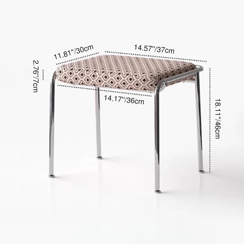 Zeitgenössischer, retro-inspirierter, mit Eisen und Leinenstoff gepolsterter rechteckiger Schminkhocker für das Schlafzimmer 
