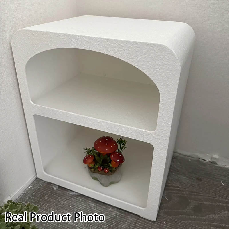 Modern Minimalist Square Arched MDF Nightstand 2-Storage For Bedside