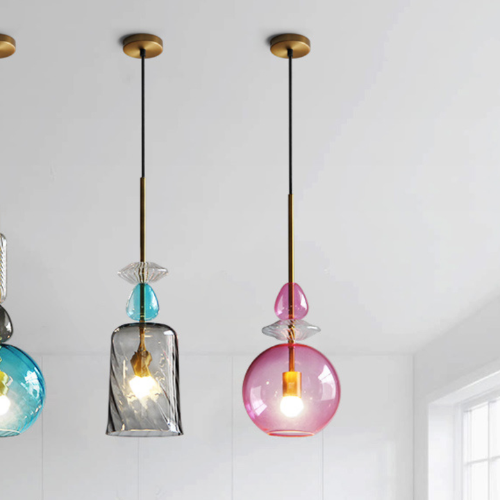 Contemporary Scandinavian Cylinder Round Disc Glass 1-Light Pendant Light For Living Room