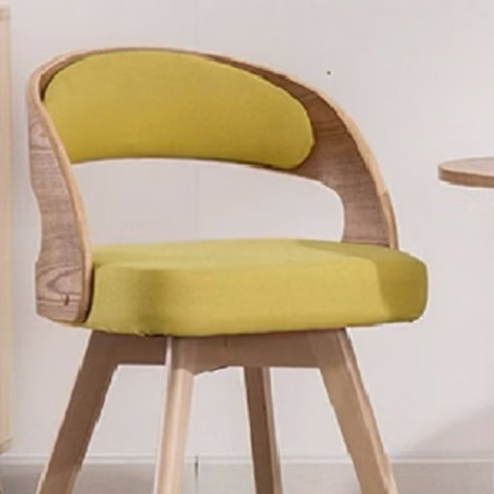 Silla de comedor con patas de madera contemporáneas nórdicas tapizadas en tela, respaldo curvado para comedor 