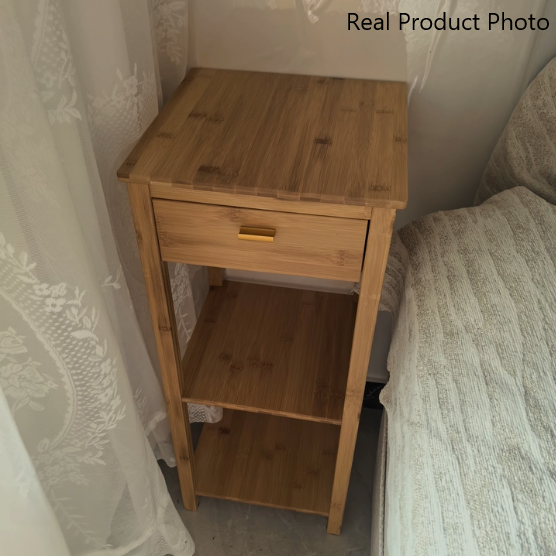 Traditional Chinese Rectangular Bamboo Wood Side Table 2/3 Tier For Living Room