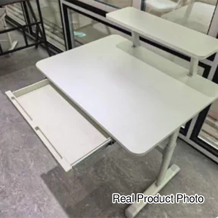 Moderner minimalistischer rechteckiger Schreibtisch aus MDF und Metall mit verstellbarer Höhe per Handkurbel fürs Wohnzimmer 