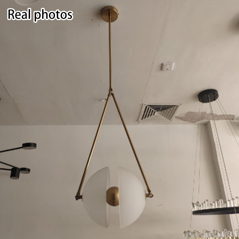 Lámpara colgante LED de vidrio de orbe dividido moderno retro de 2 luces 