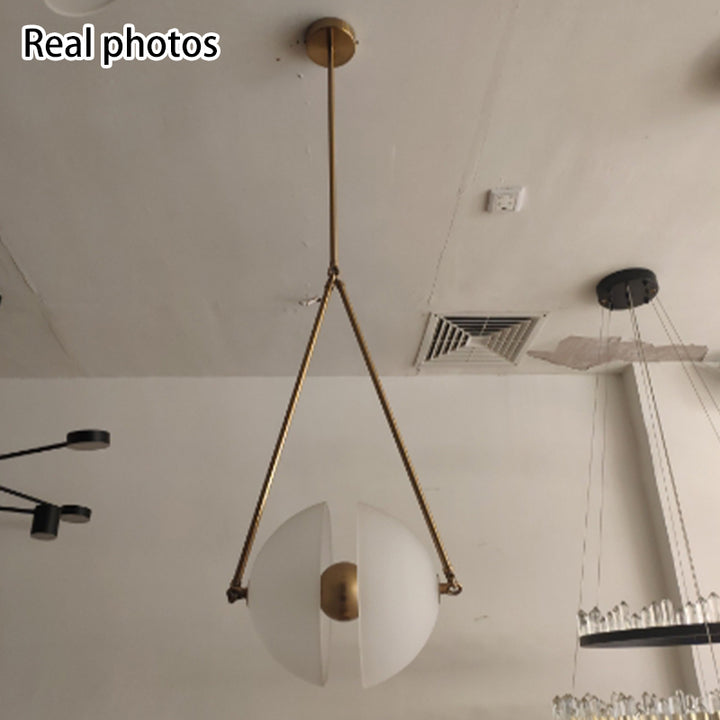 Lámpara colgante LED de vidrio de orbe dividido moderno retro de 2 luces 