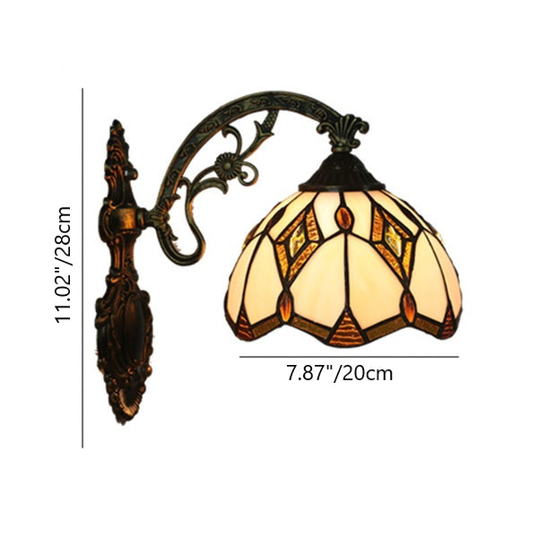 Applique Murale Tiffany Vintage Baroque Géométrique Bol 1 Lumière 