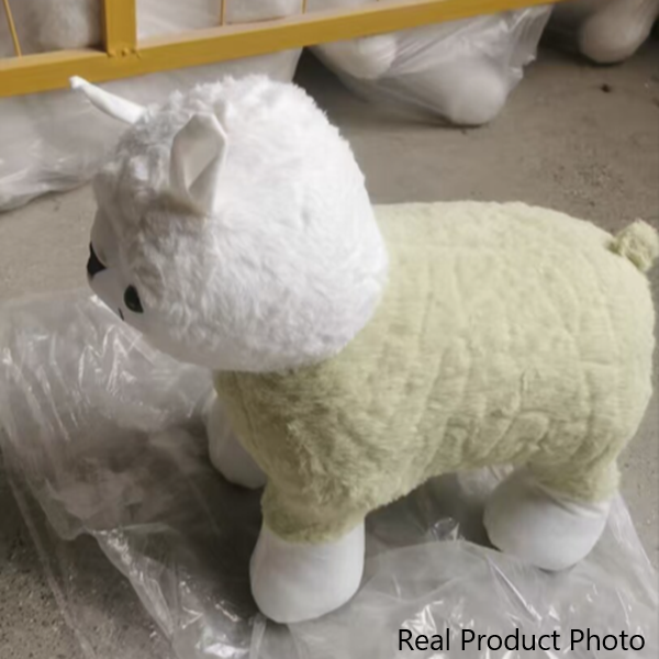 Moderner kreativer Fußhocker mit Rückenlehne im Alpaka-Design aus Teddyfleece für das Wohnzimmer 