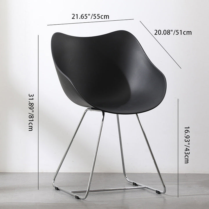 Contemporary Nordic Curved Iron PP Dining Chair Backrest Armrest For Dining Room