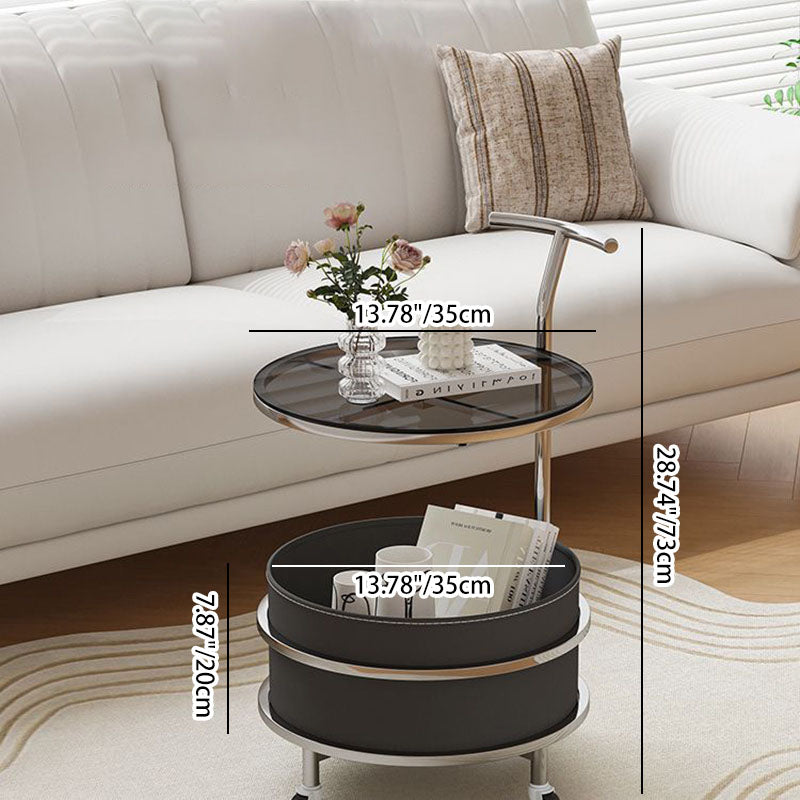 Zeitgenössischer Luxus-Rundtisch aus Edelstahl und Glas mit 2 Ebenen für das Wohnzimmer 